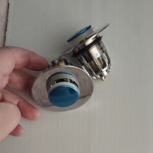 Silver and Blue Hair Catching Sink Drain Plug
